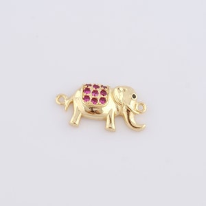 18K Gold gefüllter Elefantenstecker, Micro Pavé CZ Tierstecker, DIY Schmuckherstellung ， 22x11,3x3,8mm