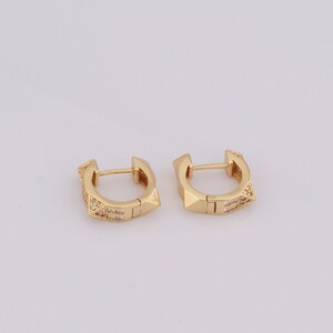 18K goud gevulde ronde oorbellen, Micro Pavé CZ Fashion oorbellen, cadeau voor haar, 14x15x5mm