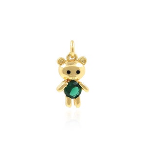 wholesale Zirkon Netter Bär Charm Halskette Anhänger für Frauen Schmuck machen 18K Gold Filled Bär Anhänger DIY Schmuck machen 9x19x3mm