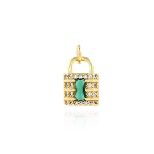 Gold Padlock Necklace Pendant, 18K Gold Plated Brass Small Gold Lock Pendant, DIY Jewelry Making Accessories, Padlock Charm, 9.3x16.5x5.5