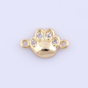 18K Gold gefüllter Katzenpfoten-Verbinder, Micro Pavé CZ Pfoten-Verbinder, DIY Schmuckherstellung, 15.5x9.8x2.9 mm