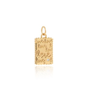 Colgante cuadrado chapado en oro de 18 quilates, colgante con letra, dije cuadrado, dije con letra, joyería DIY, 20 x 10,2 x 2 mm