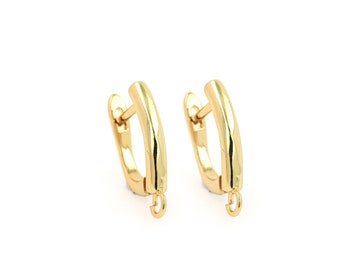 18k Gold Filled Square Earrings, Micropavé CZ Oval Leverback Gold Earrings, Square Earrings, DIY Jewelry Supplies 15.5x18.5x1.7mm