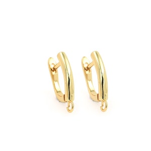 18k Gold Filled Square Earrings, Micropavé CZ Oval Leverback Gold Earrings, Square Earrings, DIY Jewelry Supplies 15.5x18.5x1.7mm