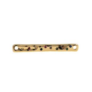 Bar Connector, Micropavé CZ Bar Connector, Necklace Connector, 18K Gold Filled Bracelet Connector, DIY Jewelry Supplies, 29x2x3.5mm