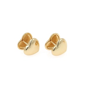 Kleine gouden hart oorbellen, liefde charme, 18K goud gevulde hart oorbellen, hendel terug oorbellen, hart oorbellen, 12,5x14x13mm
