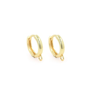 Mini Gold Hoop Earrings, Minimalist Earrings, 18K Gold Filled Round Earrings, Delicate Earrings, DIY Jewelry Supplies, 13x19.5x2.8mm