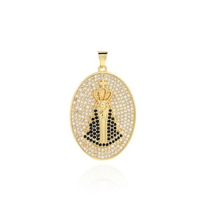 Pope Jewelry, 18K Gold Filled Oval Charm, Figure Pendant, Micropaved Zircon Religious Necklace, DIY Jewelry Making Supplies, 39x24x4mm