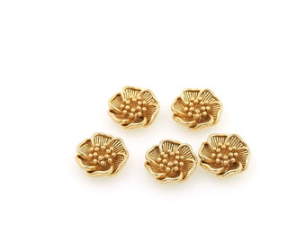 Bead Caps, Flower Bead Caps, 18K Gold Filled Brass Bead Caps, Bead Caps, Plant Bead Caps, Flower Spacer, Copper Bead Caps, 10x3mm