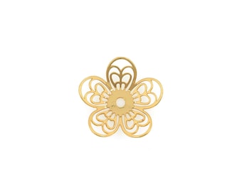 Copriperlina in ottone placcato oro 18 carati, copriperlina, copriperlina a forma di fiore, copriperlina per gioielli, copriperlina a forma di pianta, distanziatore a forma di fiore, copriperlina in rame, creazione di gioielli, 17 x 2 mm
