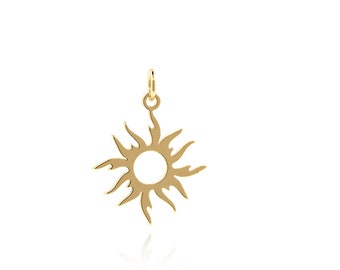 Colgante de sol lleno de oro de 18K, colgante celestial, encanto del sol, fabricación de joyas de bricolaje, 24,1*18 mm