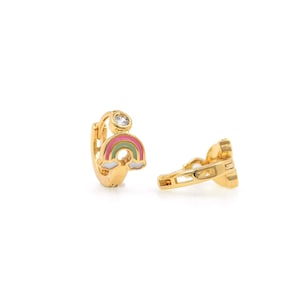 Natural Enamel Rainbow Earrings, 18K Gold Plated Rainbow Jewelry, Gold Earrings, Valentine's Day Gifts, Celestial Earrings, 11x12x7.5mm