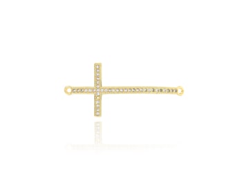 Cross Joints Cross Micropavé CZ Cross Joints 18K Gold Filled Religious Cross Joints DIY Jewelry Making Accessories 16x35.5x1.7mm