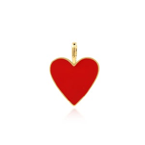 Enamel Red Heart Pendant, Love Charm, Multiple Colors Available, 18K Gold Filled Heart Jewelry, DIY Jewelry Making Supplies 24x19x1.5mm