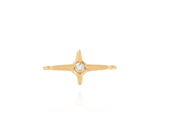 Connettore a stella riempito in oro 18 carati, connettore celeste in zircone, connettore a stella, creazione di gioielli fai da te, 18x8,5x2,6 mm