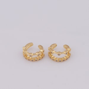 18K Gold Filled Round Oorbellen Clips, Micro Pavé CZ Fashion Oorbellen, Cadeau voor haar, 13,5x15x7,5mm