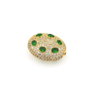 18K Gold Filled Egg Spacer Beads Micro-Pave Oval Beads Egg Beads Micropaved Zircon Spacers for Bracelet Necklace Jewelry Making 20x24.5x10mm