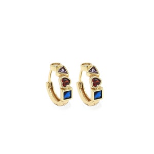 18K Gold Filled Heart Earrings, Zircon Earrings, Triangle Earrings, Square Earrings, DIY Jewelry Making,14.5x3.5x4mm