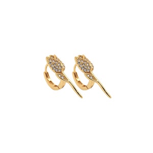 18K Gold Filled Flower Earrings, Micropavé CZ Hug Earrings, Fashionable Earrings, Gift for Her,14.6x24x7mm