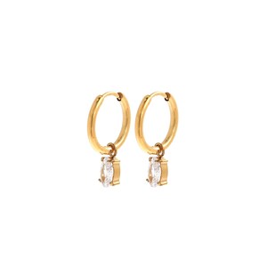 18K Gold Filled ovale oorbellen, Solitaire oorbellen, Zirkoon oorbellen, oorbellen voor vrouwen, cadeaus voor haar, 13,5x1,5 mm