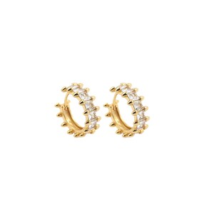 18K Gold Filled Hoop Earrings, Micropavé CZ Round Earrings, Earrings for Women, Gift for Her，17x16x6mm