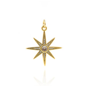 Gold Filled 18K North Star Necklace North Star Necklace North Star Pendant Christmas Gift Celestial Ornament DIY Jewelry Making 27x21x2.5mm