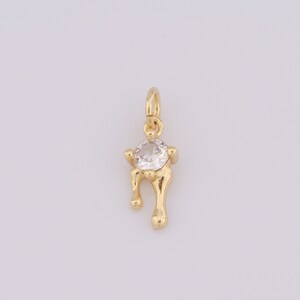 18K Gold Filled Teardrop Pendant, Zirconia Round Charms, DIY Jewelry Making，16.5x6x3mm