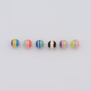 18K Gold Filled Spherical Spacer Beads, Enamel Spacer Beads, DIY Jewelry Making Supplies，7.4x7.4x7.1mm