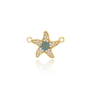 18k Gold Filled Pentagram Connectors, Micropavé CZ Star Connectors, Polaris Connectors, DIY Jewelry Making Supplies 16x22.5x2.5mm