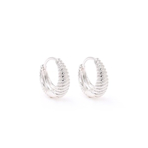 Zilveren vulling croissantring, kerstcadeau voor haar, gedurfde oorbellen, dikke statement oorbellen, dikke hoepel oorbellen, 17,5x18x6,5mm