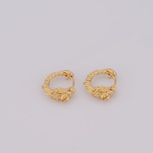 18K Gold Filled Round Earrings, Dragon Earrings, Fashion Earrings, Gifts for Her，18x16x5.5mm