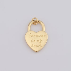 Colgante de corazón relleno de oro de 18 quilates, dijes de amor, dijes de letras, suministros para hacer joyas de bricolaje, 30 x 18,5 x 2,6 mm