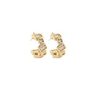 18K goud gevulde geometrische oorbellen, Zirkoon oorbellen, damesoorbellen, mode oorbellen, cadeau voor haar, 21x24x7,5 mm