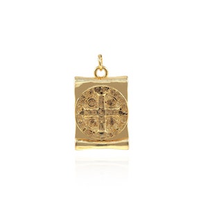 18K Gold Filled Rectangular Cross Pendant DIY Bracelet Necklace Jewelry Making Micropave Religious Faith Jewelry Christian Charm 26x15x3mm