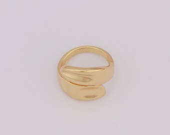 Anello Apercruso Martellato Placcato Oro 18k Per Donna – Gioiello A Nastro Spesso, Ipoallergenico, Impilabile