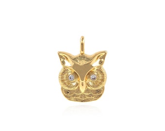 18K Gold Filled Owl Pendant Delicate Owl Necklace Micropave Bird Necklace Small Owl Pendant Perfect Gift for Her Animal Charm 26x19x5mm