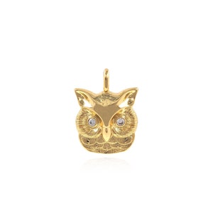 18K Gold Filled Owl Pendant Delicate Owl Necklace Micropave Bird Necklace Small Owl Pendant Perfect Gift for Her Animal Charm 26x19x5mm