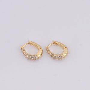 18K goud gevulde U-vormige oorbellen, Micro Pavé CZ Fashion oorbellen, cadeau voor haar, 17,5x13,5x4,5mm