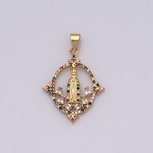 18K Gold Filled Pope Pendant, Micro Pave CZ Round Pendant, Religious Charms, Round Charms, Skeleton Charms, DIY Jewelry Making,33x22x3