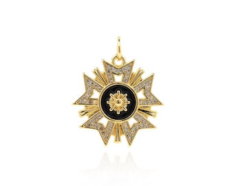 CZ Polaris Pendant Enamel Star Necklace 18K Gold Filled Star Charm DIY Jewelry Accessories Cubic Zirconia Celestial Jewelry 27x23x2.5mm