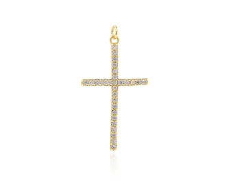 Micropave kruisketting religieuze sieraden cadeaus voor vrouwen christelijk geloof kruishanger kruis kerstcadeau 18 kt gold filled 40 x 21 x 2,3 mm