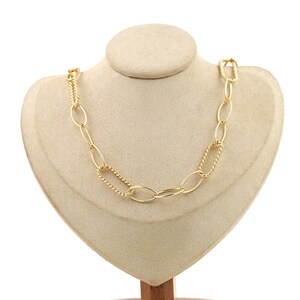 Square Necklace, Chunky Gold Necklace, Twist Chain Necklace, 18K Gold Filled Oval Chain Necklace, Gift For Her, Hip Hop Necklace,52cm