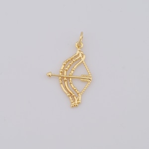 18K Gold Filled Bow and Arrow Pendant, Arrow Charms, DIY Jewelry Making Supplies，31.6x8x1.8mm