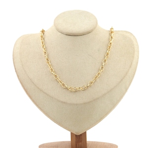 Stylish Necklace, Thin Gold Necklace, Adjustable Necklace, 18K Gold Filled Oval Chain Necklace, Gift for Her, 60 cm