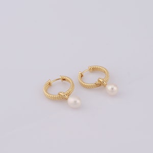 18K Gold Filled Pearl Oorbellen, Drop Oorbellen, Fashion Oorbellen, Cadeaus voor haar, 29,5x17,5x3,5mm
