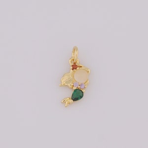 18K Gold Filled Round Pendant，Micropavé CZ Teardrop Charms, DIY Jewelry Making，17x9x3mm