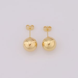 18K Gold Filled Ball Bead Earrings, Fashion Earrings, Gift for Her，12mm