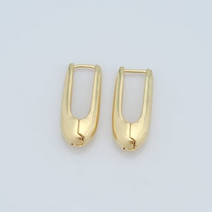 18 kt gold filled u-vormige oorbellen, modieuze oorbellen, damesoorbellen, hypoallergene oorbellen: 30 x 13 x 6,5 mm