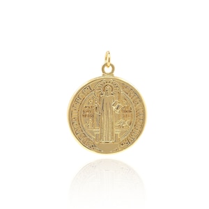 18K Gold Filled Virgin Mary Pendant Gold Necklace Ladies Zircon Coin Layered Necklace Religious Faith Charm DIY Jewelry Making 20x15x2mm