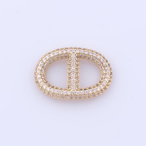Cuentas de 8 letras rellenas de oro de 18 quilates, cuentas ovaladas con micro pavé de circonita cúbica, fabricación de joyas DIY, 24 x 16,5 x 2,6 mm